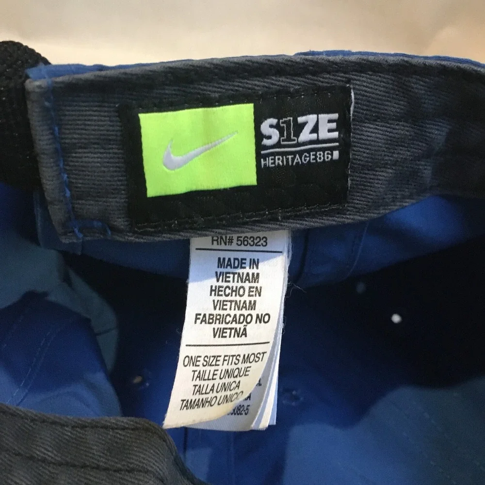 Nike Hat Cap Mens Blue Strap Back Logo Modern Logo Casual Preppy Outdoor Swoosh